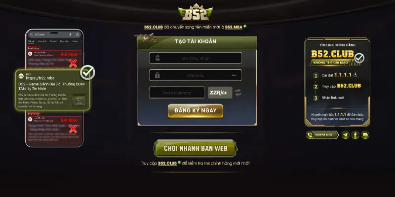 Điều kiện đăng ký tài khoản B52Club