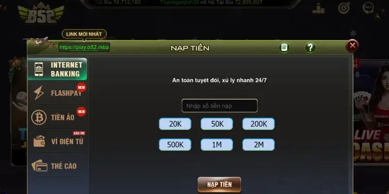 Quy định nạp tiền và rút tiền cập nhật 2026